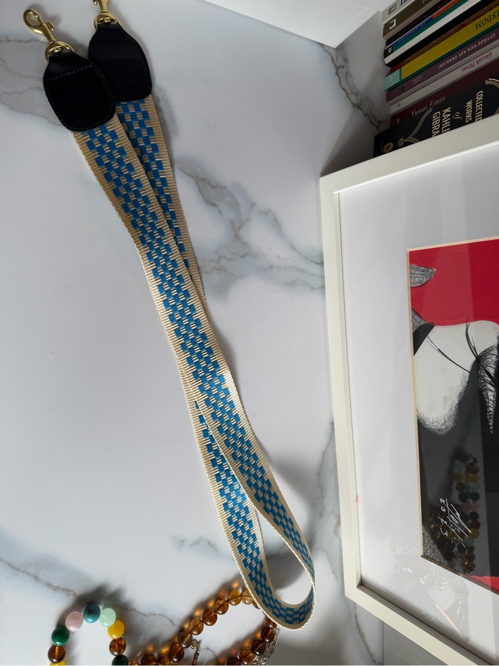 Clare V Crossbody Strap with Blue Checkered Accent NWOT - Picture 3 of 3